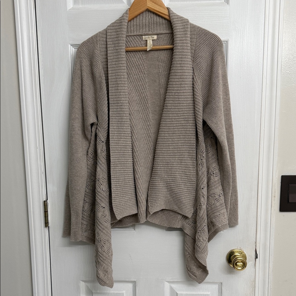 Matilda Jane Taupe Open Front Cardigan Size Medium